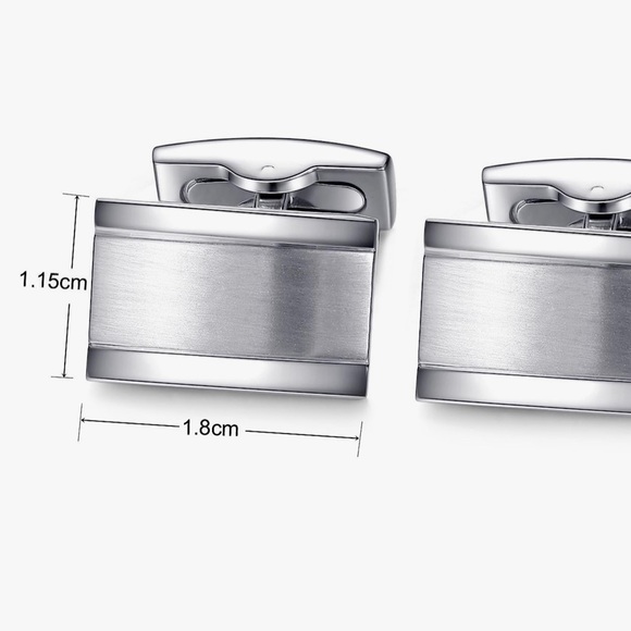 HONEY BEAR Rectangle Cufflinks for Mens Steel - Picture 3 of 5